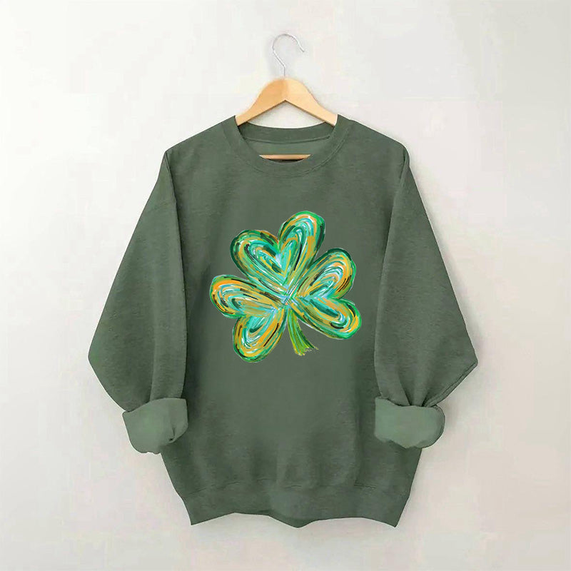 Cute St Patricks Four Leaf Clover Sweatshirt