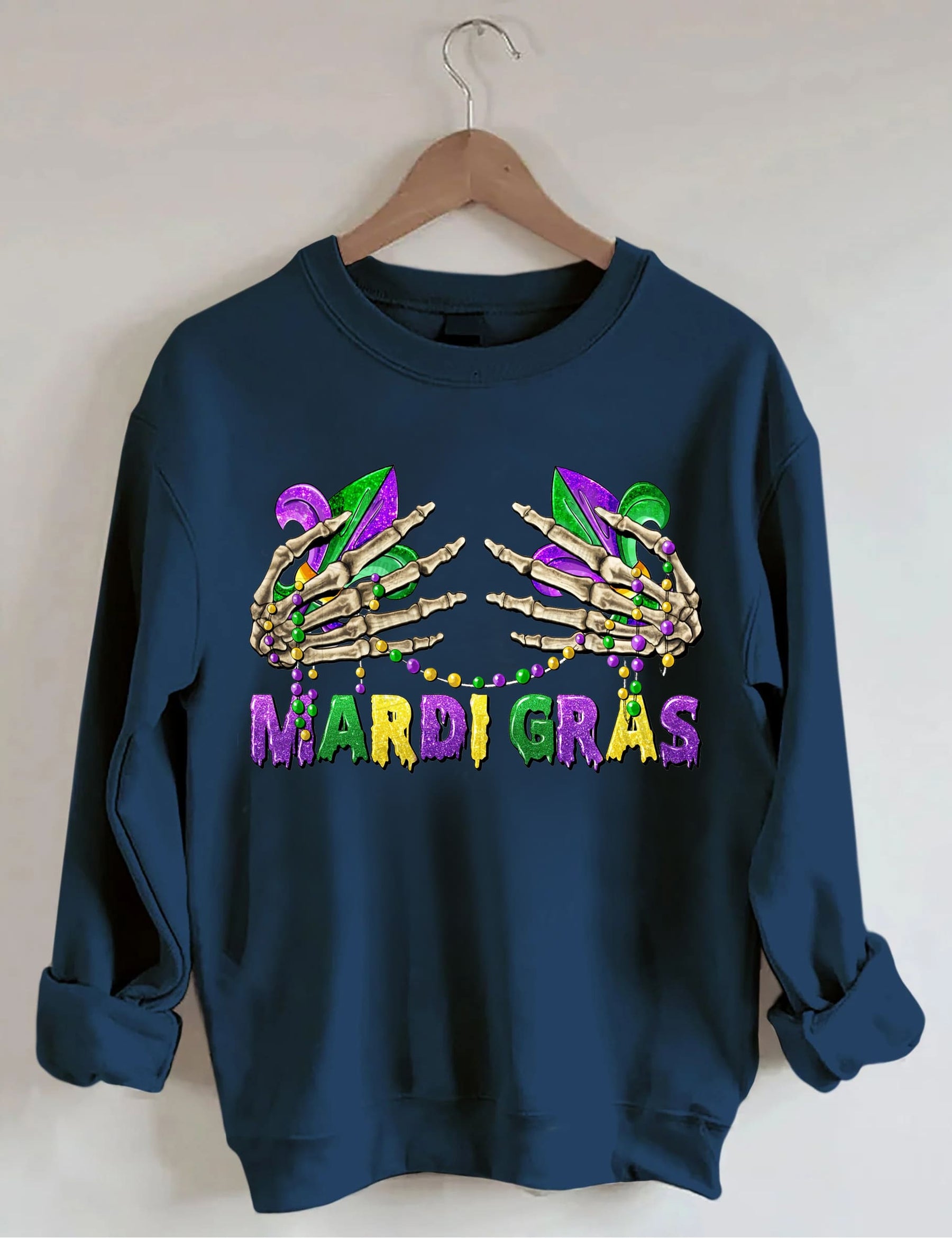 Mardi Gras Skeleton Hands Sweatshirt