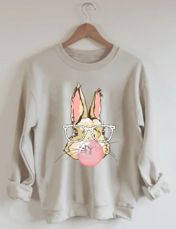 Bunny Blowing Bubble Casual Sweatshirt