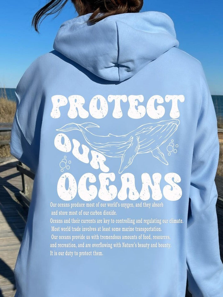 Protect Our Ocean Whale Surfing Hoodie