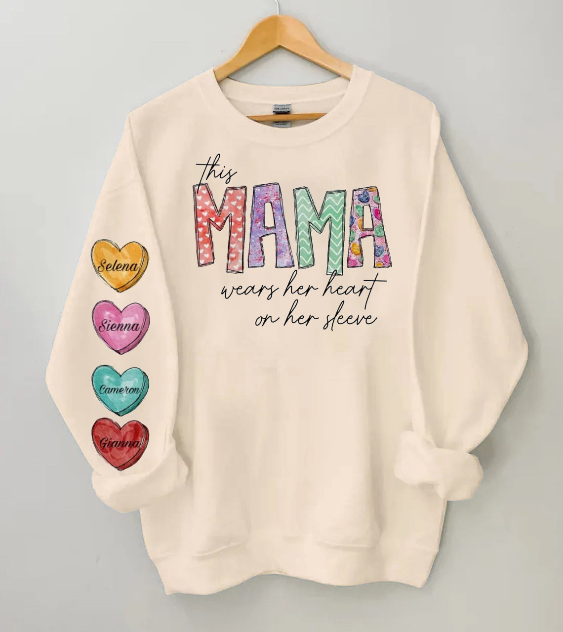 Mother's Day Heart Candy Fleece Sweatshirt