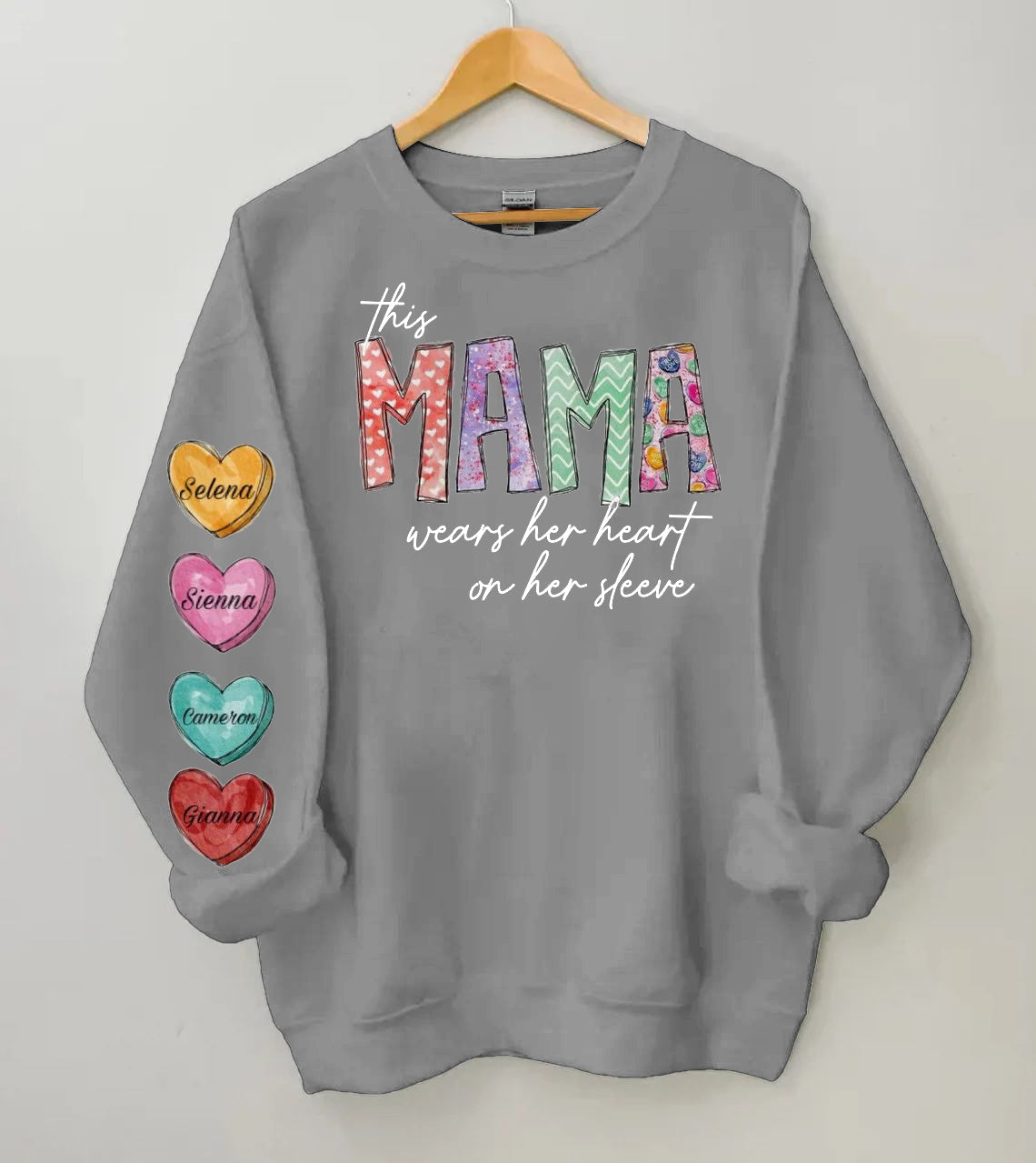 Mother's Day Heart Candy Fleece Sweatshirt