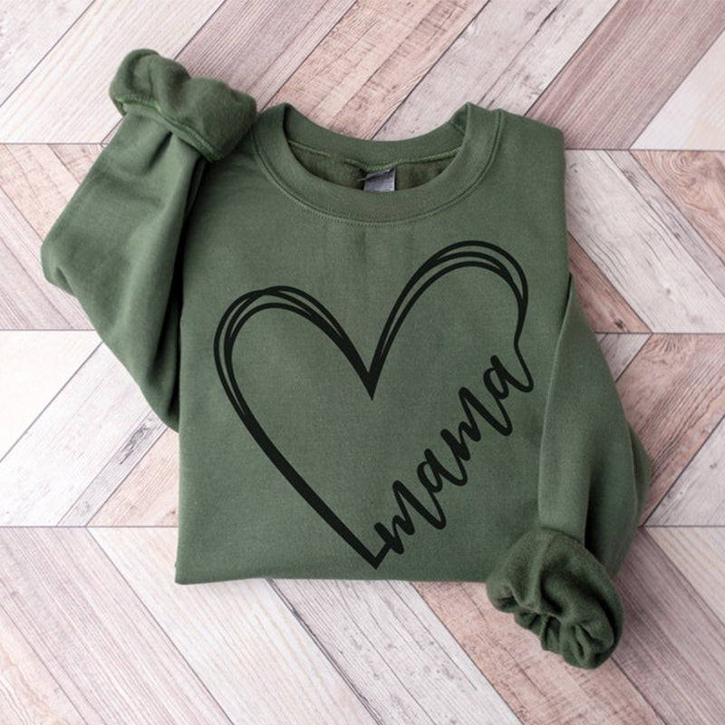 Dia das Mães Mama Heart Sweatshirt Print