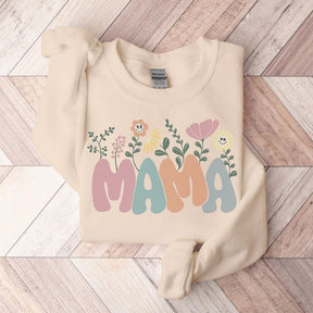 Mother's Day Mama Flowers Print Sweatshirt