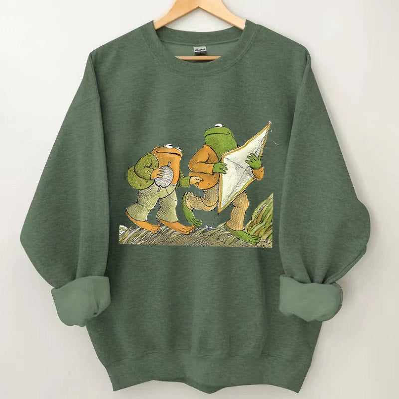 Sweat-shirt décontracté grenouille et crapaud