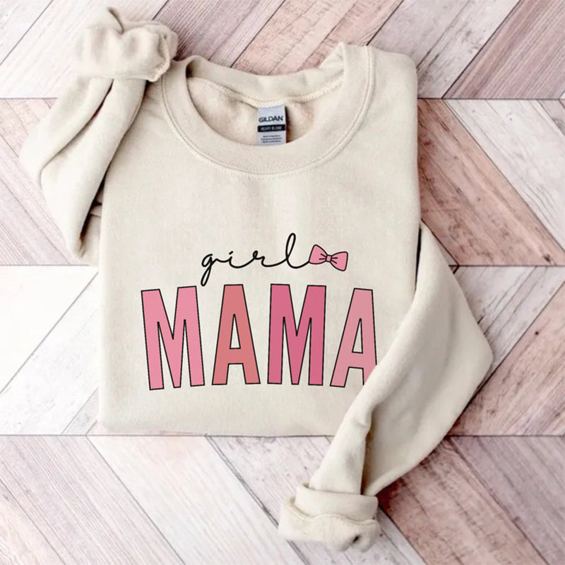 Máthar Lá Cailín Litir Mama Priontáil Sweatshirt