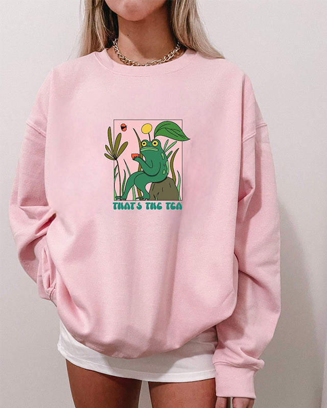 Frog Priontáil Sweatshirt Casuala