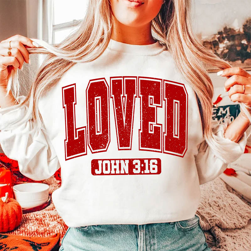 Loved Letter Print Crewneck Sweatshirt