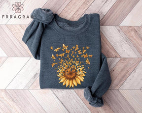 Trendy Sunflower Butterfly Sweatshirt