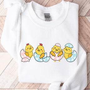 Sweatshirt décontracté à imprimé poussin pour bébé de Pâques