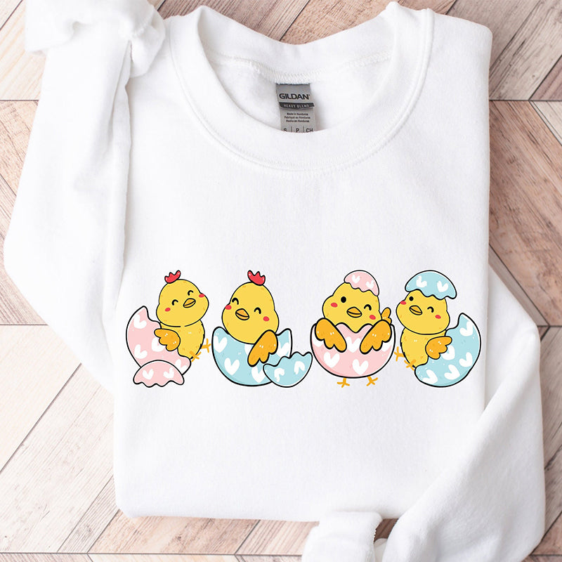 Wielkanoc Baby Chick Print Casual Bluza