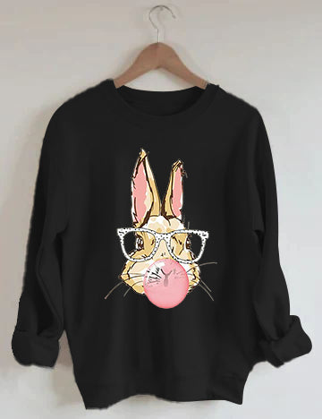 Bunny Blowing Bubble Sweatshirt Casual Sweatshirt