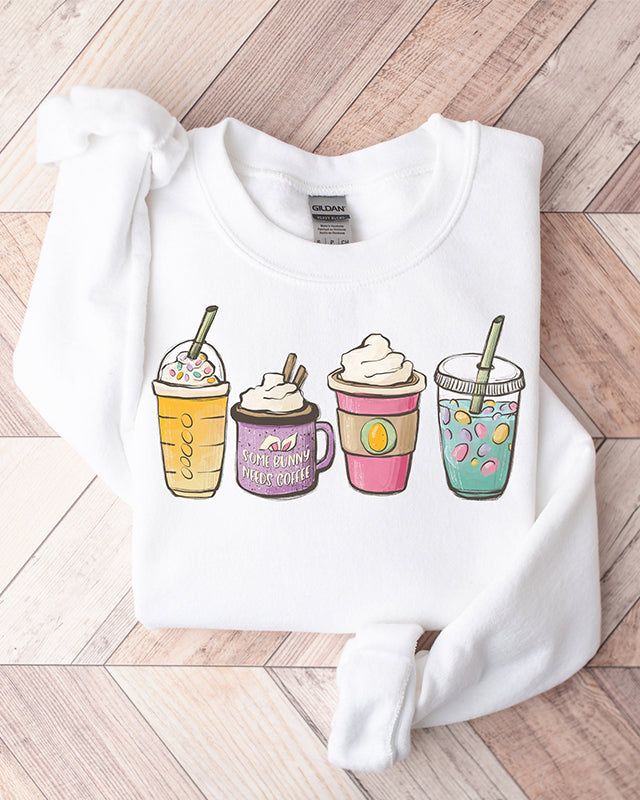 Pasen koffie bunny print casual sweatshirt