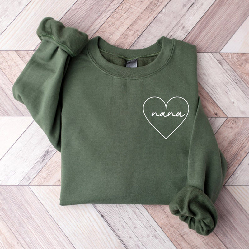 Mother's Day Nana Heart Print Sweatshirt