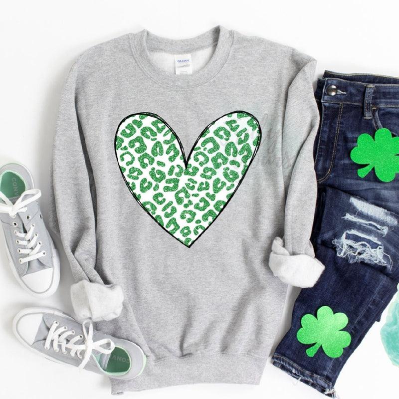 St. Patrick's Day Leopard Heart Sweatshirt