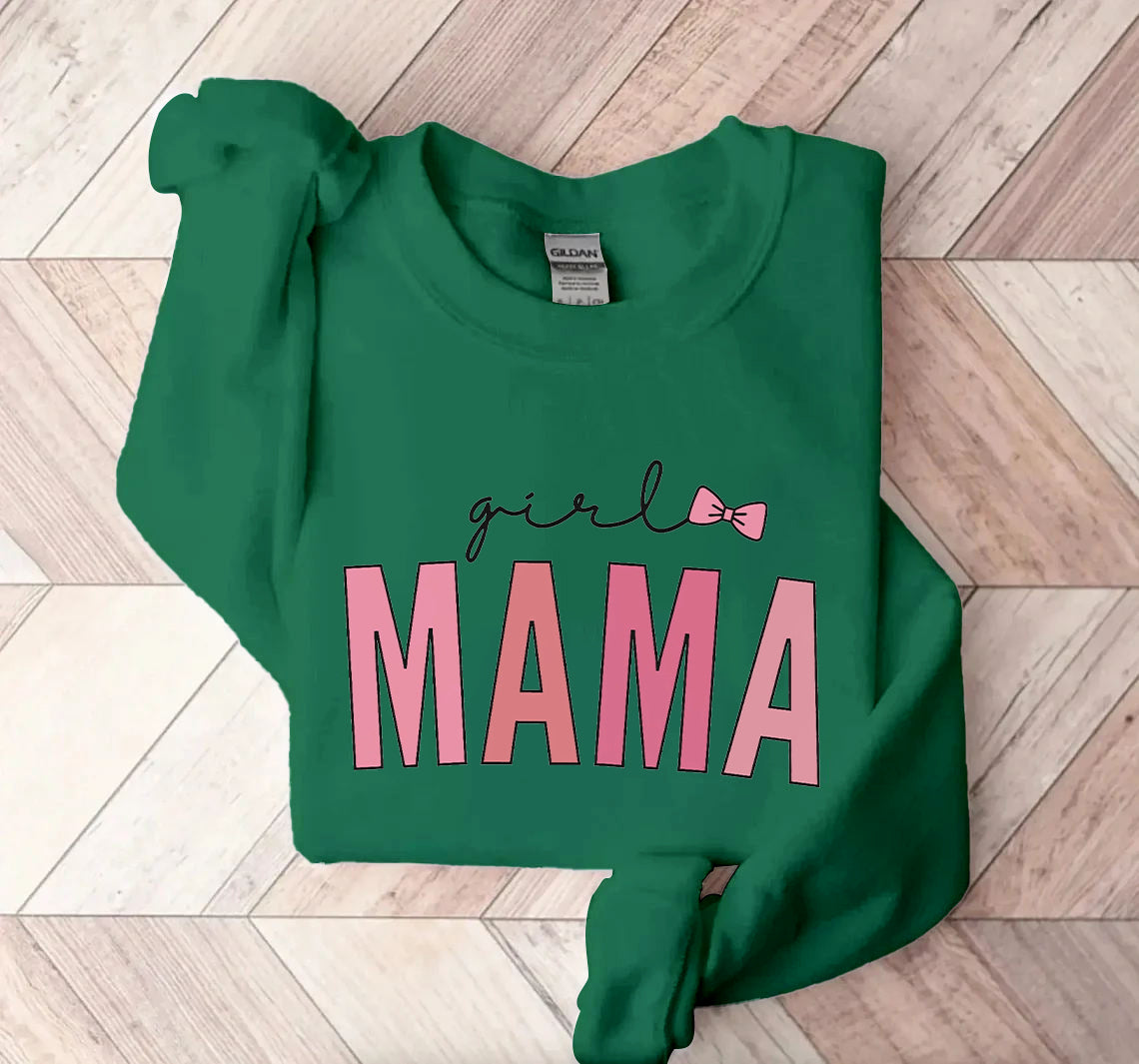 Máthar Lá Cailín Litir Mama Priontáil Sweatshirt