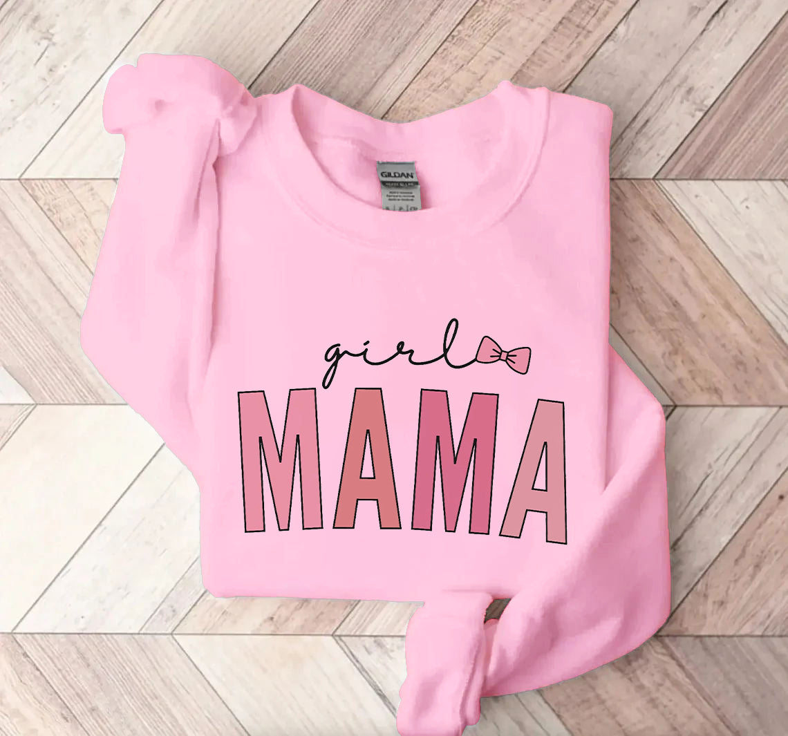 Máthar Lá Cailín Litir Mama Priontáil Sweatshirt