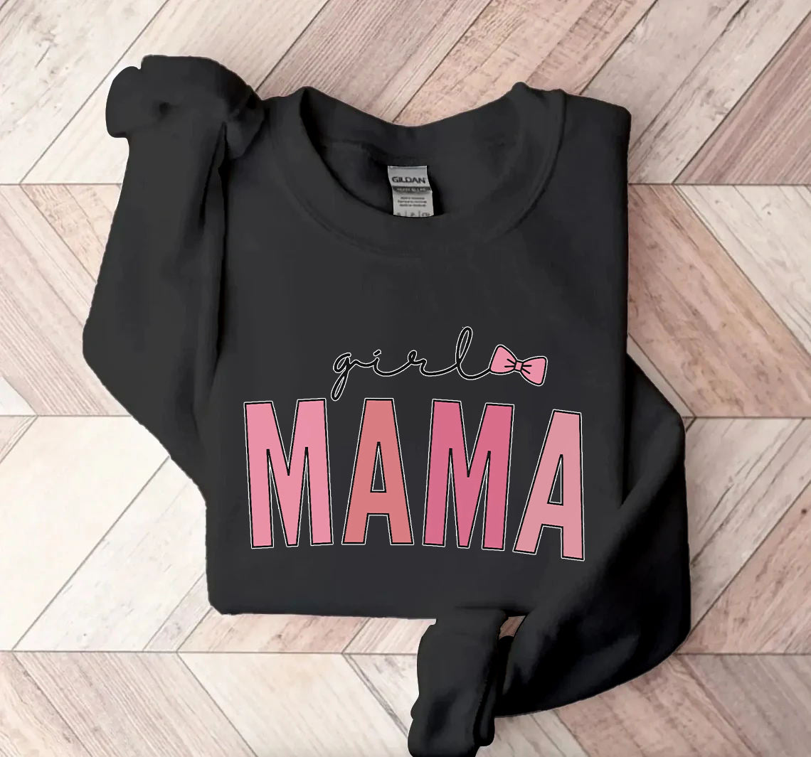 Máthar Lá Cailín Litir Mama Priontáil Sweatshirt