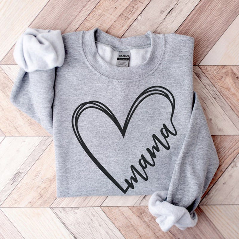 Dia das Mães Mama Heart Sweatshirt Print