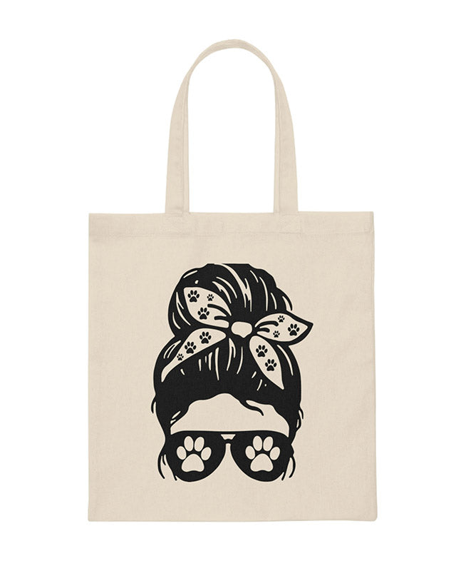 Messy Bun Dog Mam Canvas Tote