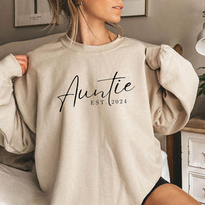 Auntie Letter Print Crewneck Sweatshirt