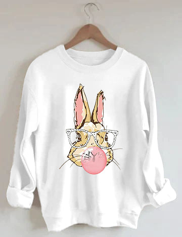 Bunny Blowing Bubble Sweatshirt Casual Sweatshirt