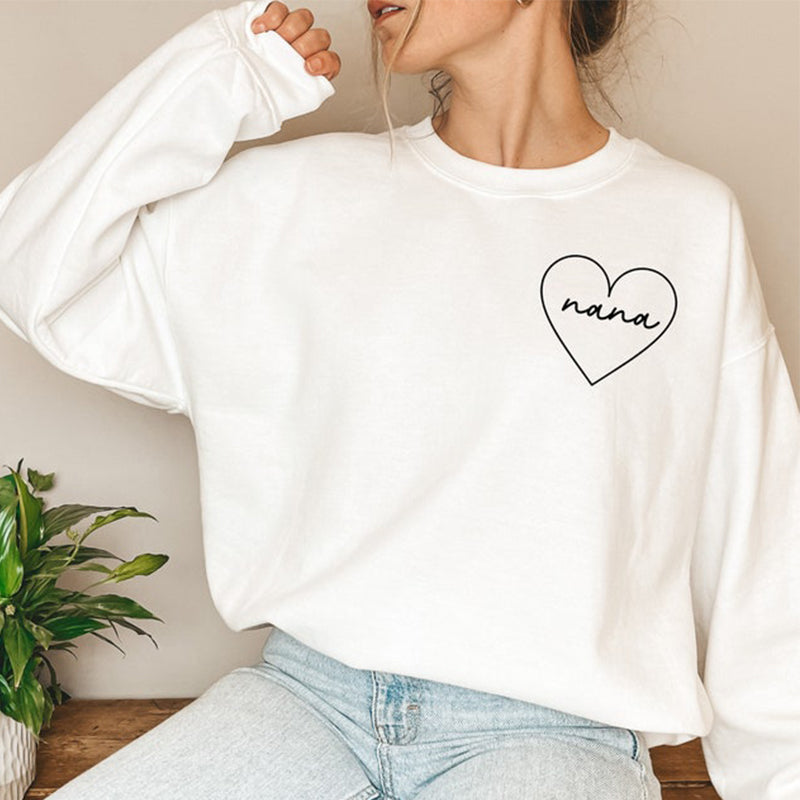 Mother's Day Nana Heart Print Sweatshirt