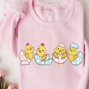 Sweatshirt décontracté à imprimé poussin pour bébé de Pâques