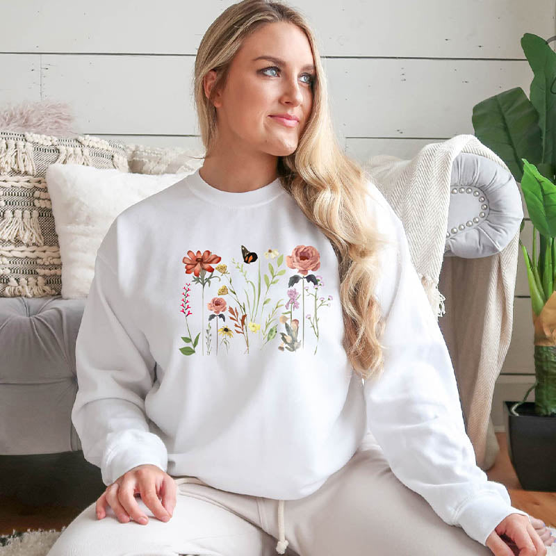 Vintage Wildflower Nature Crewneck Sweatshirt