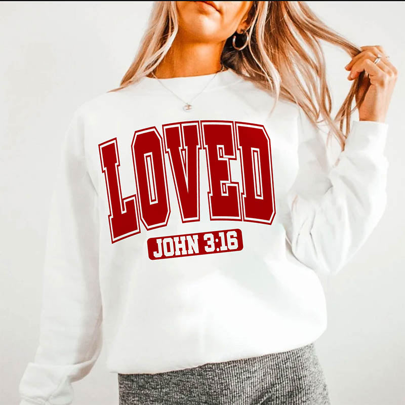 Loved Letter Print Crewneck Sweatshirt