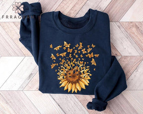 Trendy Sunflower Butterfly Sweatshirt