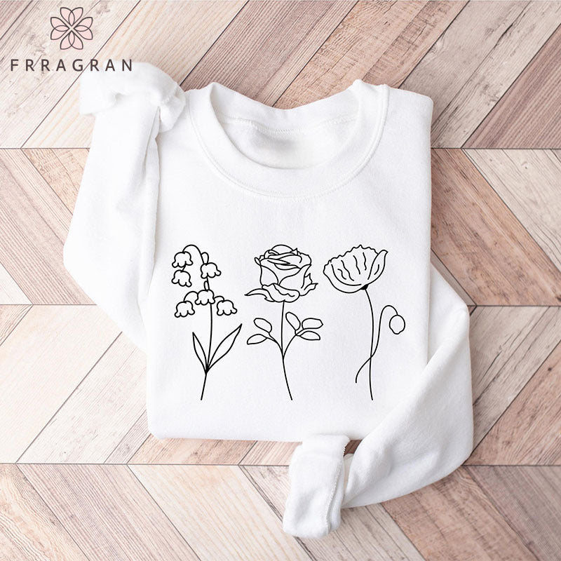 Flowers Print Trendy Sweatshirt