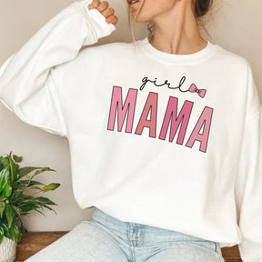 Máthar Lá Cailín Litir Mama Priontáil Sweatshirt