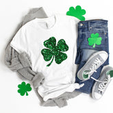 St. Patricks Day Shirt Glitter Shamrock Tee