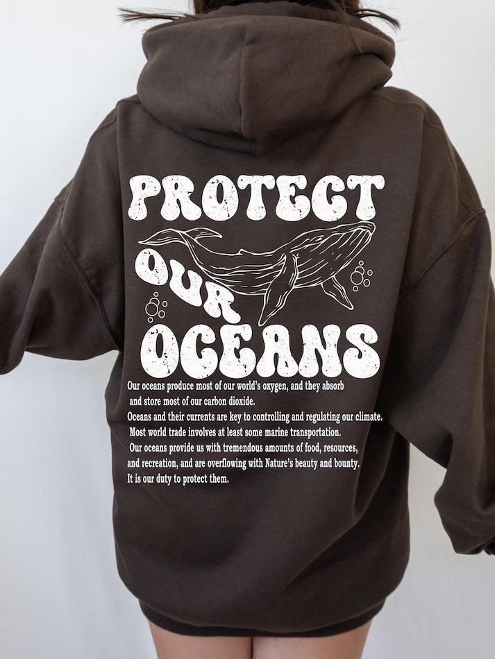 Protect Our Ocean Whale Surfing Hoodie