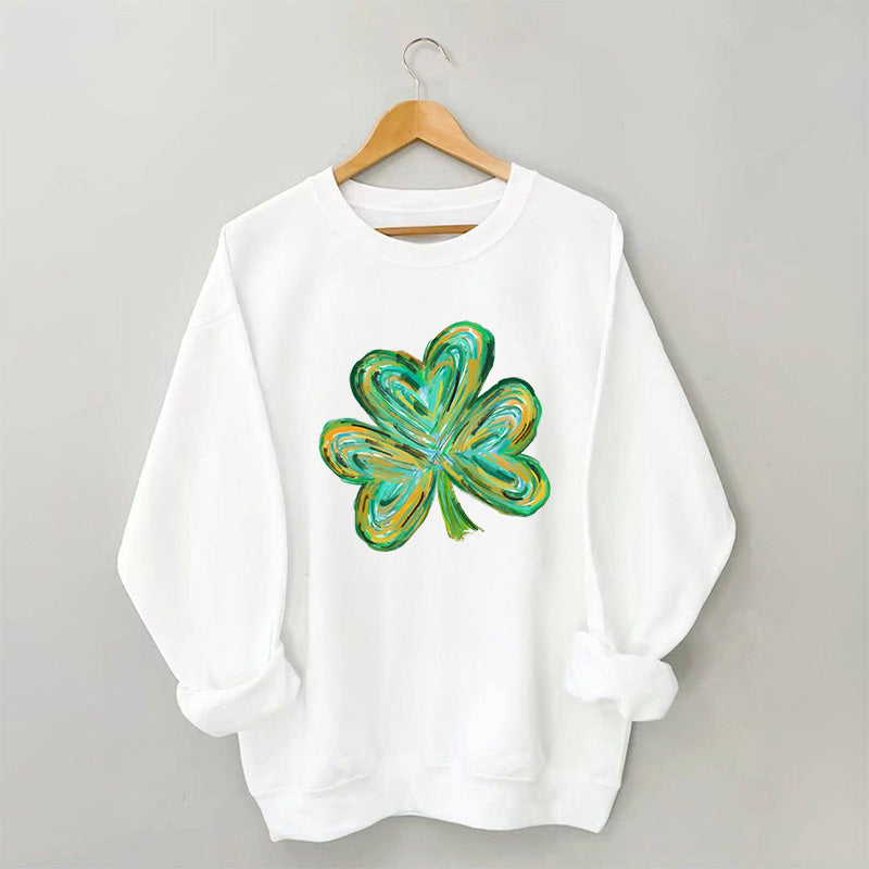 Cute St Patricks Four Leaf Clover Sweatshirt