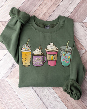 Easter Coffee Bunny Print Casual Sweatshirt