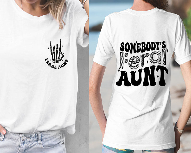 Funny Retro Somebodys Feral Aunt T-shirt