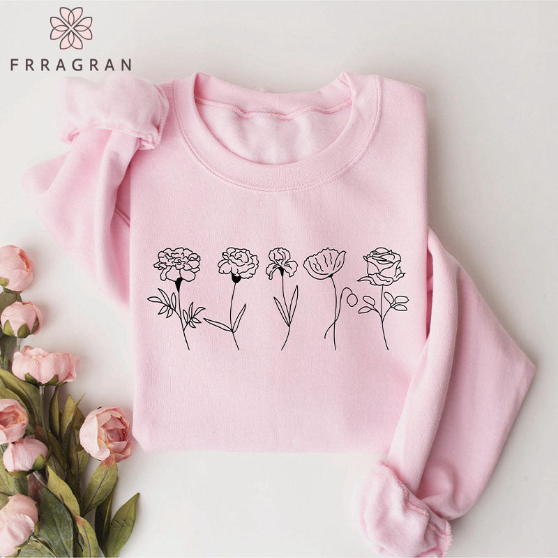 Flowers Print Trendy Sweatshirt