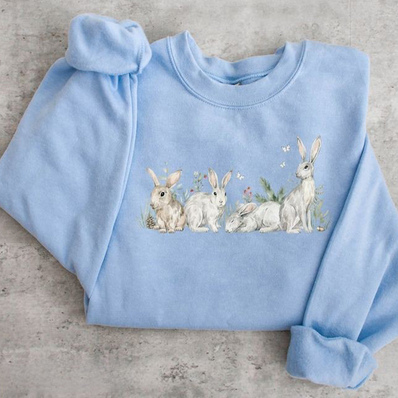 Sweat-shirt décontracté imprimé lapin de Pâques