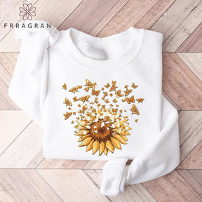 Trendy Sunflower Butterfly Sweatshirt