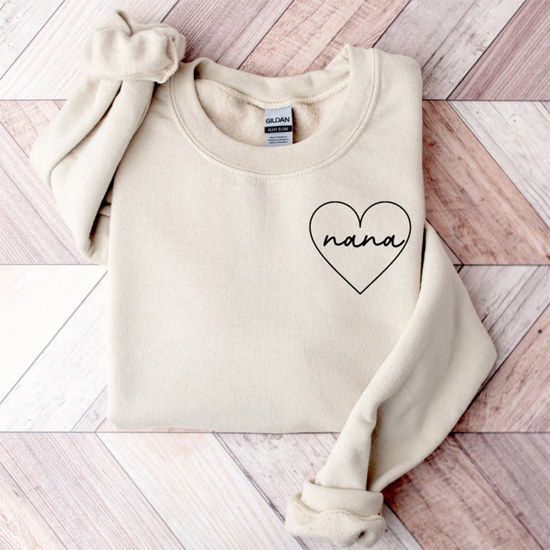 Mother's Day Nana Heart Print Sweatshirt