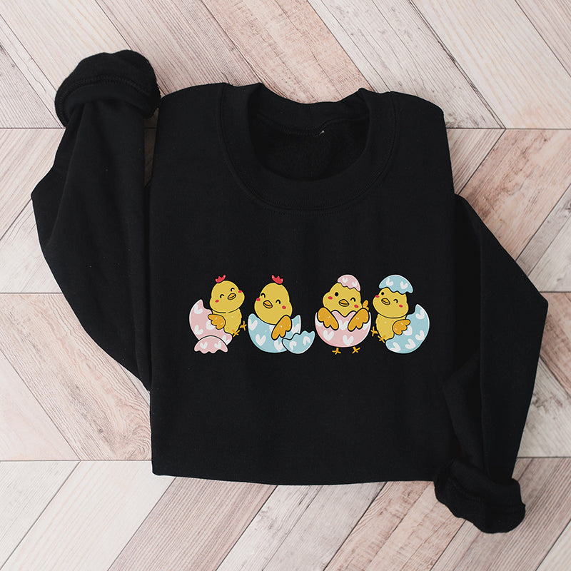 Easter Baby Chick Print Casual Sweatshirt