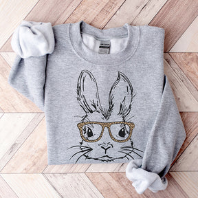 Joyeux lapin de Pâques avec des lunettes léopard Sweatshirt