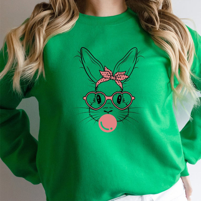 Easter Day Bunny with Leopard Glasses Sweatshirt