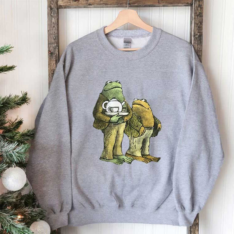 Casual Frog And Toad Print Sweatshirt