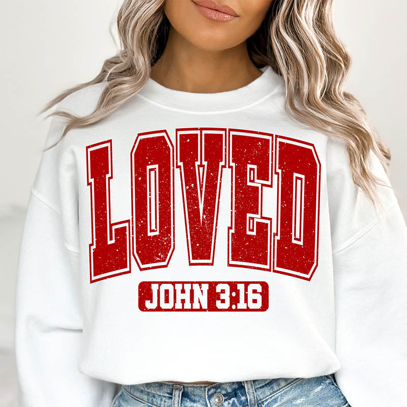 Loved Letter Print Crewneck Sweatshirt