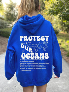 Protect Our Ocean Whale Surfing Hoodie