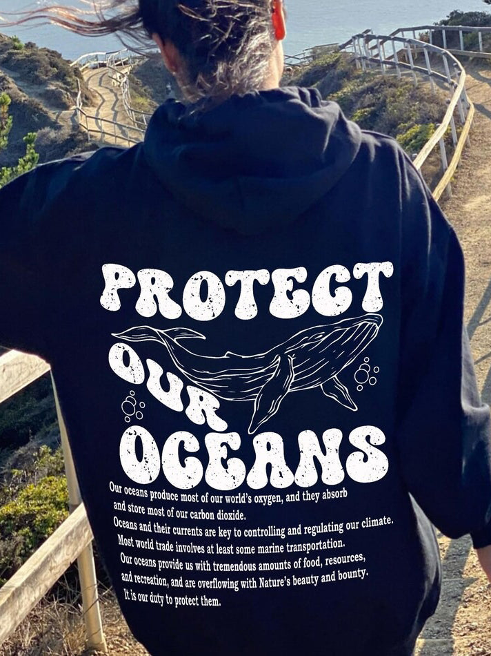 Protect Our Ocean Whale Surfing Hoodie