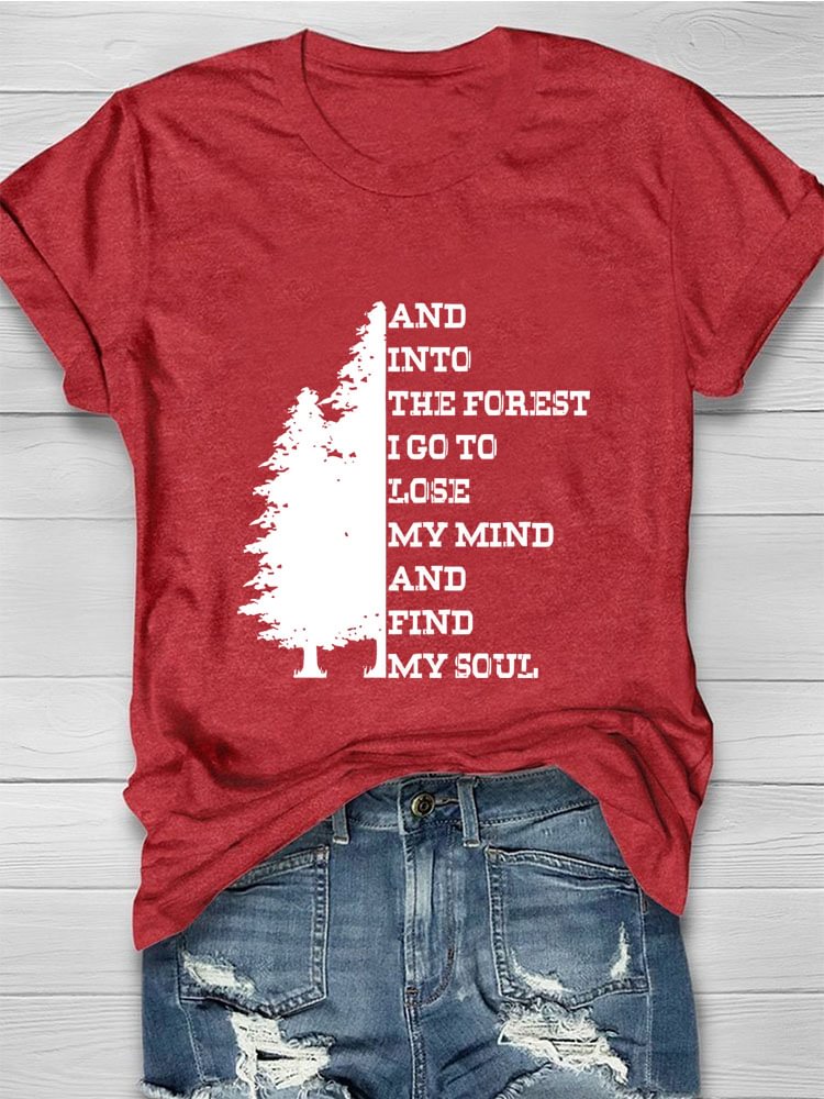 Tree and Letter Print T-shirt